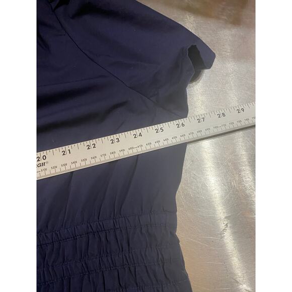 Quince 100% Organic Cotton Poplin Tiered Maxi Dress Navy Blue 3X - Picture 4 of 9